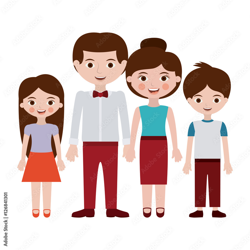 Parents daughter and son cartoon icon. Family relationship avatar and generation theme. Isolated design. Vector illustration