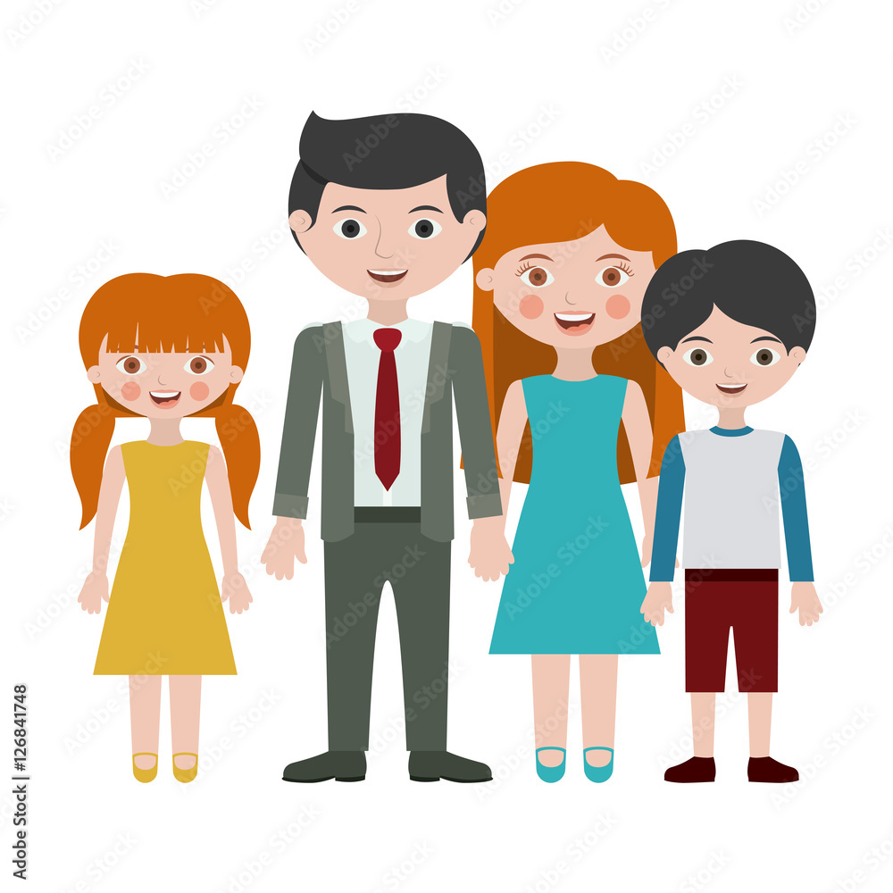 Parents daughter and son cartoon icon. Family relationship avatar and generation theme. Isolated design. Vector illustration