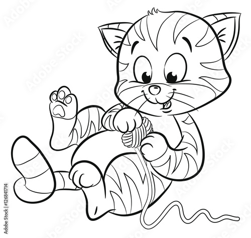 Verspielte Katze mit Wollknäuel