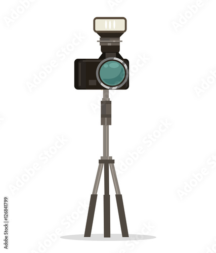Photo camera icon. Vector flat cartoon illustration