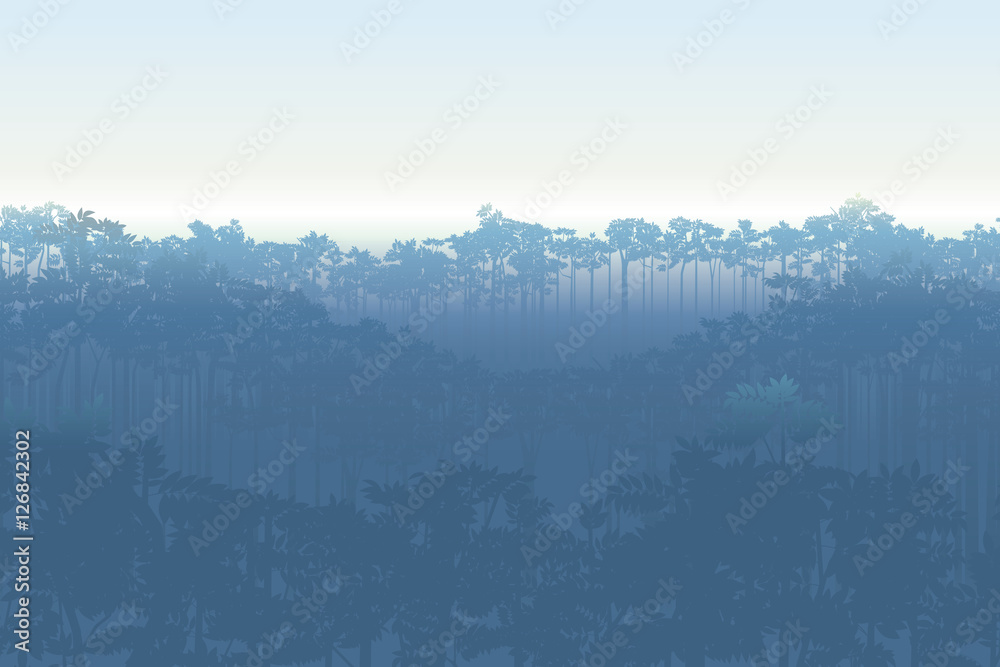 Forest trees background. Vector nature background