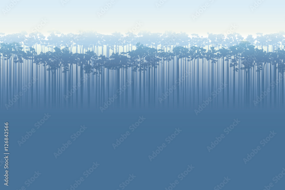 Forest trees background. Vector nature background