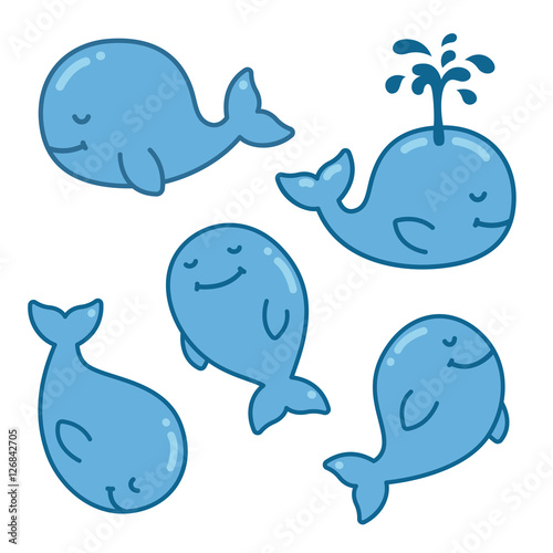 Cartoon whale set