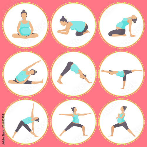 Set of 9 Yoga poses for Pregnant women.