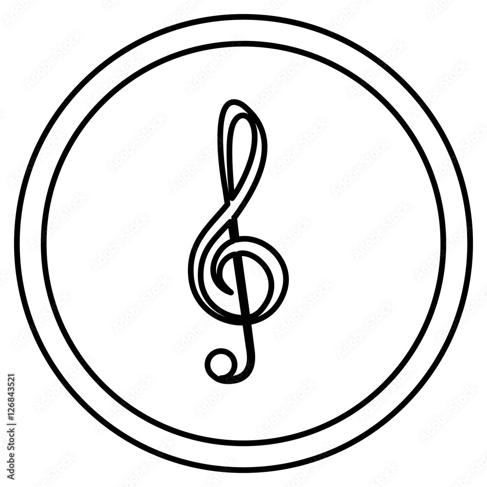 Fototapeta premium Music note inside button micon. Sound melody pentagram and musical theme. Isolated design. Vector illustration