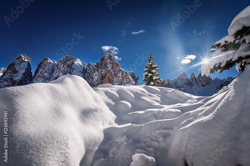 Winter in the Dolomites, North Italy, November 2014. Sexten Dolomites, Nature park 