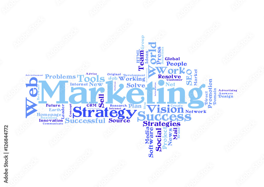 Marketing Strategy word cloud shaped as a arrow Marketing Strategy word cloud shaped as a arrow