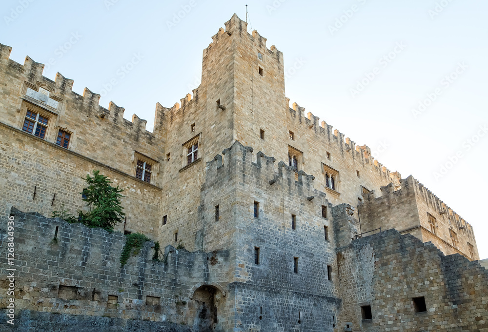 Part of the impressive medieval castle in Rhodes, Greece