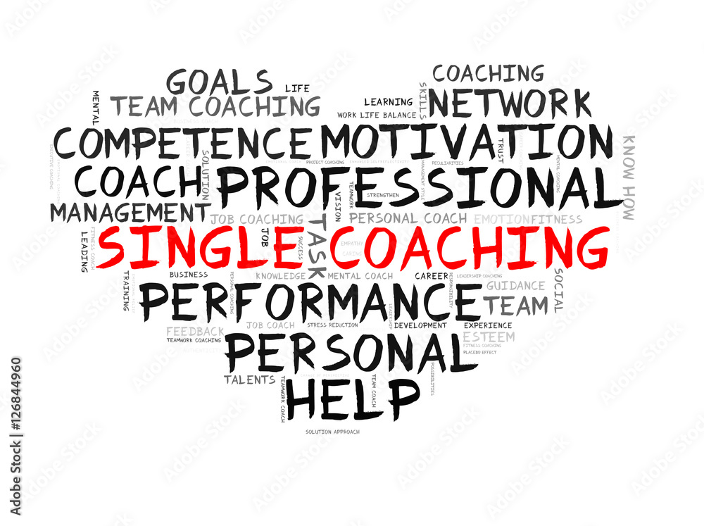 Single coaching word cloud shaped as a heart Single coaching word cloud shaped as a heart