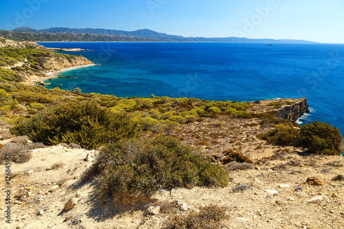 coast of the island  Rhodes, the Aegean sea, a beautiful Bay for swimming, view from above photo