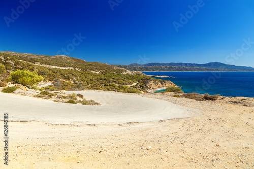 Asphalt Road along Coast of Greek Island Rhodes © vladimircaribb