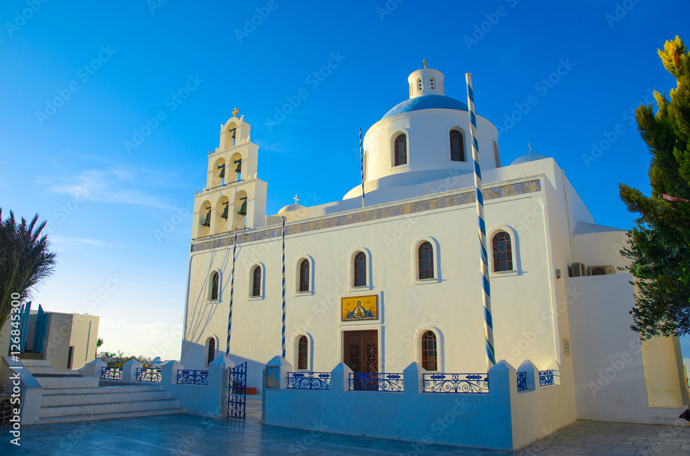 An orthodox church in Santorini island