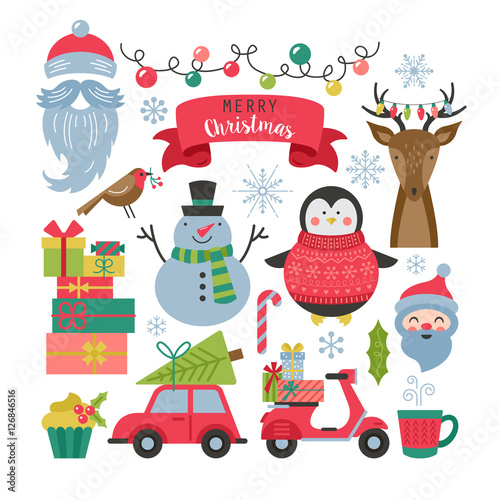 Christmas holiday elements for graphic and web design