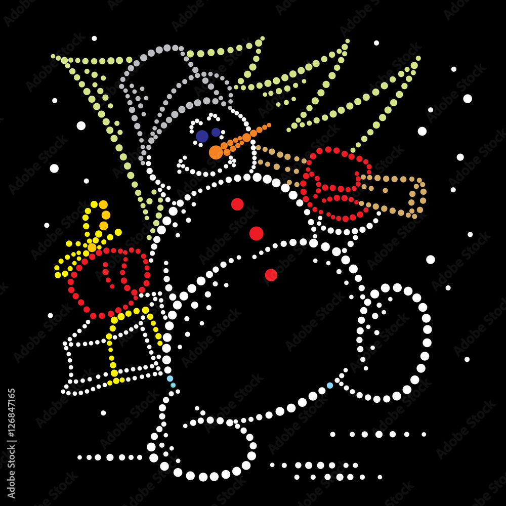 Obraz premium Snowman with fir tree