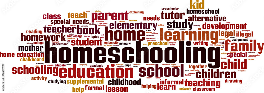 Homeschooling word cloud concept. Vector illustration