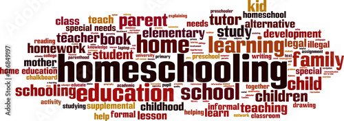 Homeschooling word cloud concept. Vector illustration
