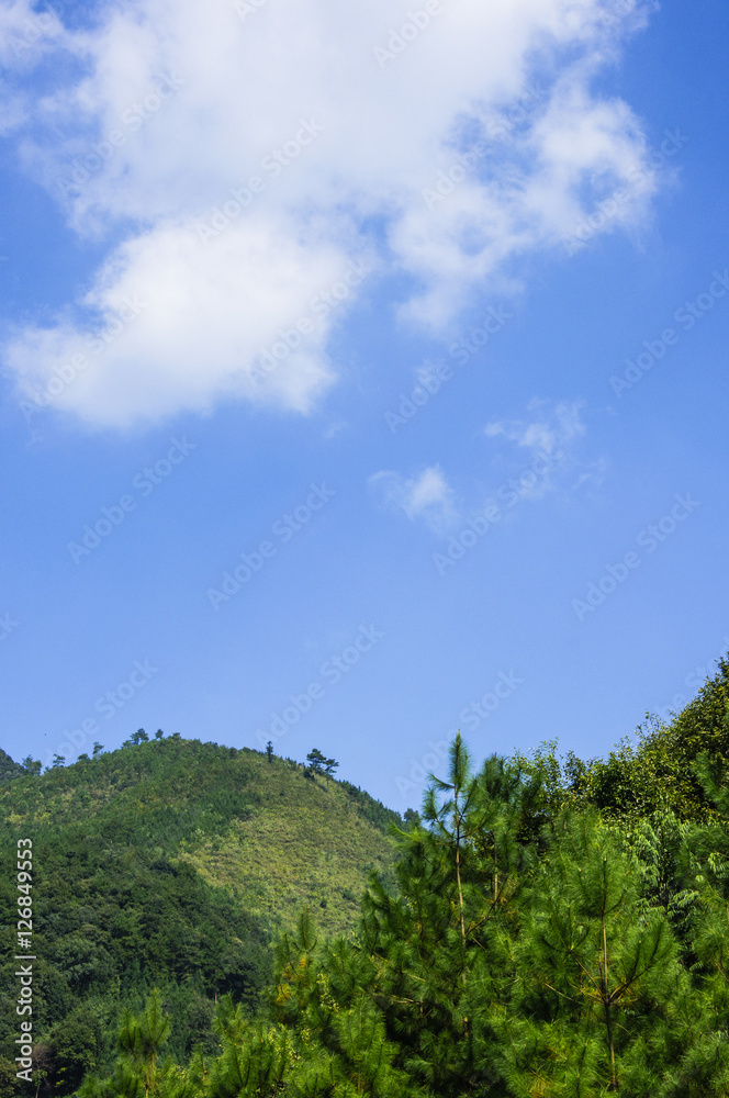 The mountains scenery with blue sky