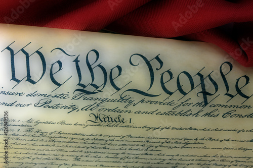 United States Bill of Rights Preamble to the Constitution and American Flag photo