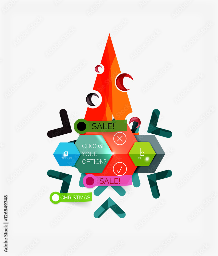 Obraz premium Paper Christmas Greeting Card Banners with text. Holiday geometric templates