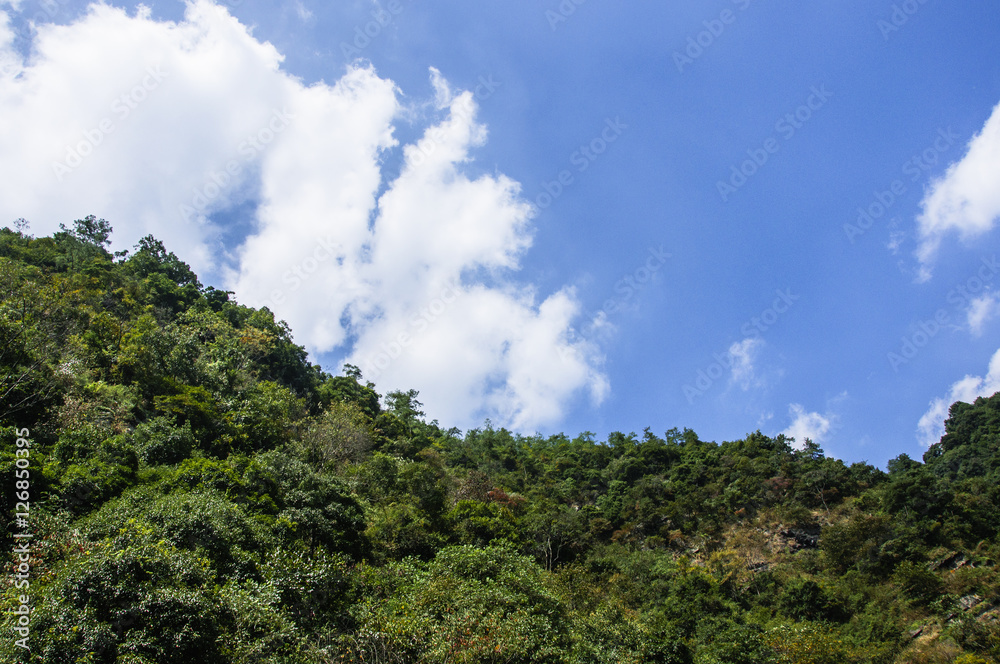 The mountains scenery with blue sky