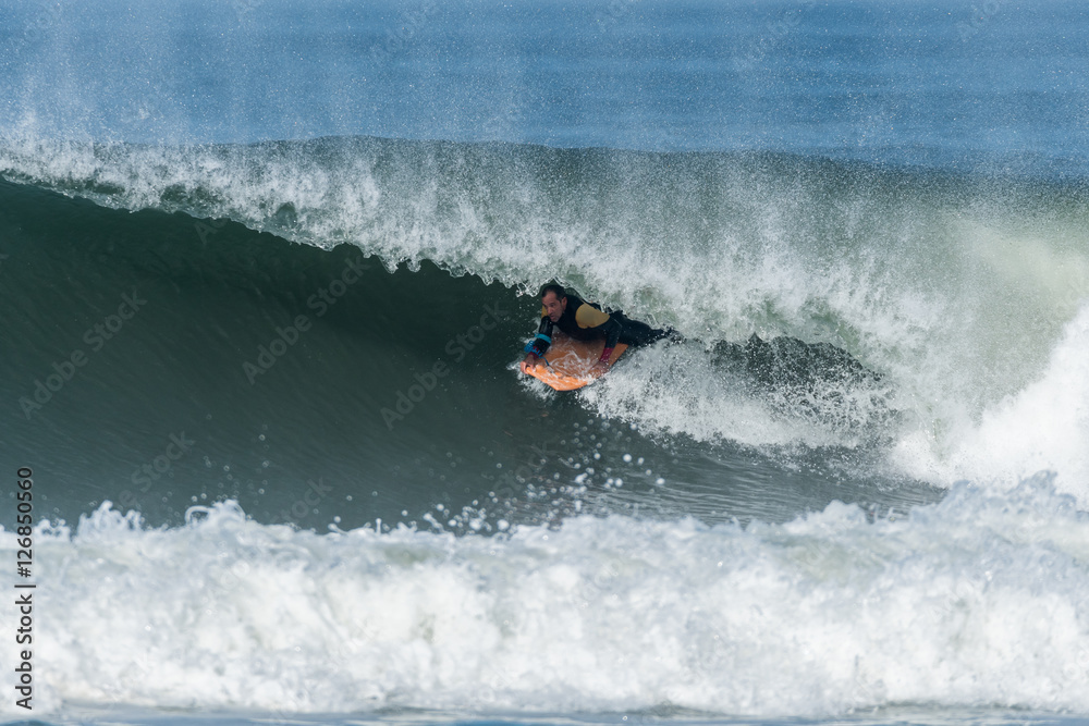 Bodyboarder in action