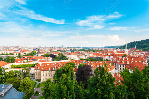 Panorama of the old part of Prague from the Prague Castle. Old Town architecture, Czech Republic.