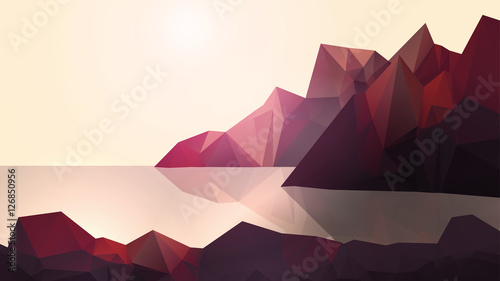 Sea Coast with and High Cliffs - Vector Illustration © inbevel