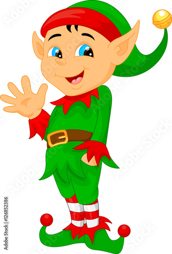 cute cartoon elf waving