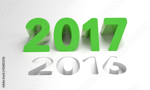 3D rendering green 2017 new year eve illustration