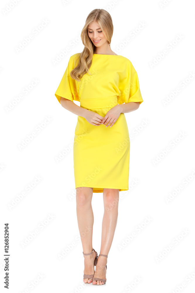 Fashion photo of young magnificent woman wearing dress Fashion photo of young magnificent woman wearing dress