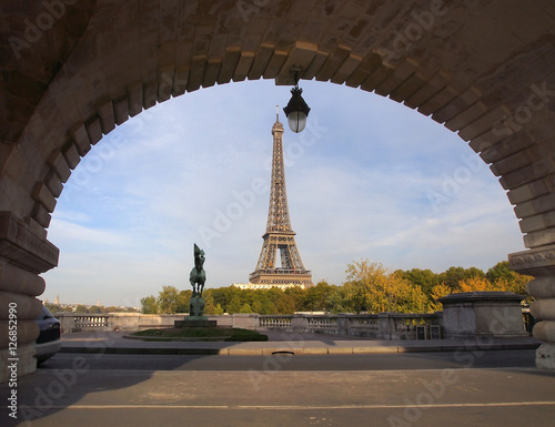 Eiffel tower view from Bir Hakeim bridge, Paris, France © kossarev11956