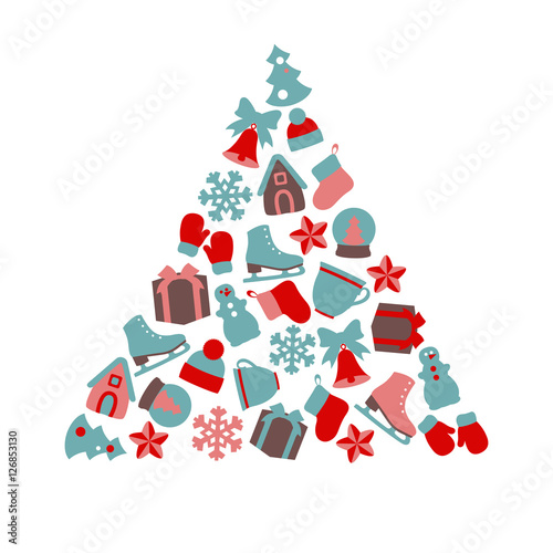 Stock vector illustration of winter and Christmas elements