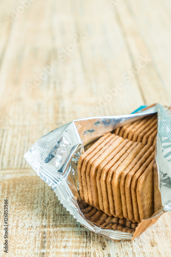 Stacked Biscuits on wooden background