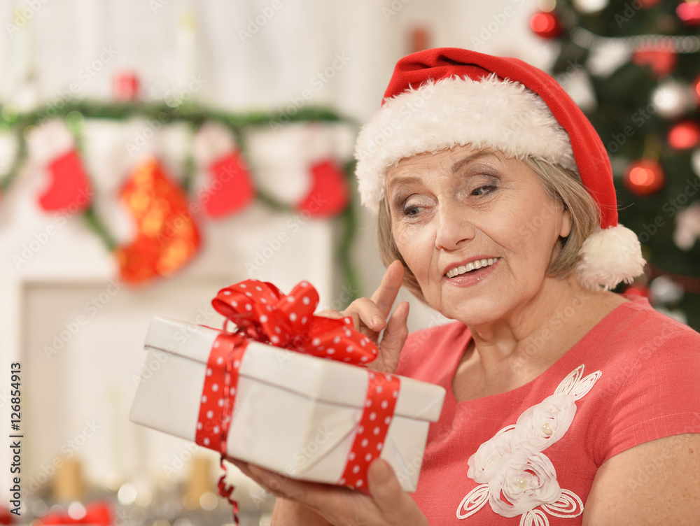 Senior woman with present Senior woman with present