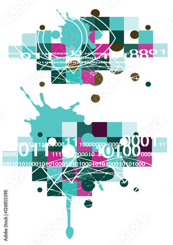 Technical_grunge background, Colorful abstract background with binary codes. Vector available.