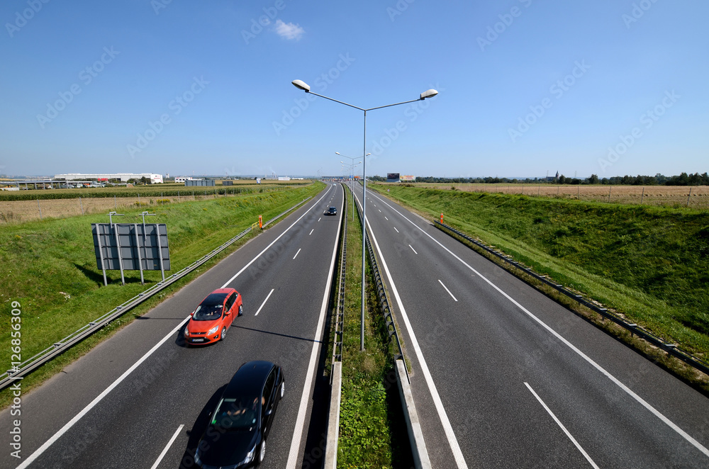 Highway A4 near Gliwice in Poland
