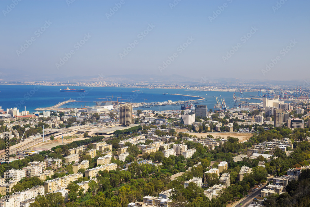 Panoramic view of the Haifa and sea port