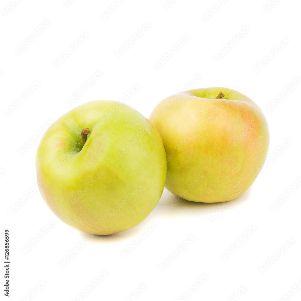 Heap of raw green apples, isolated