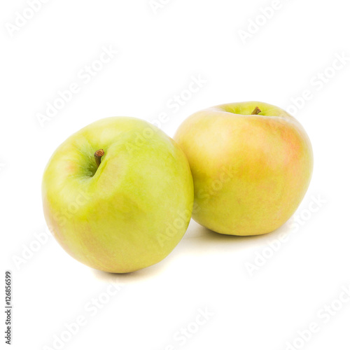 Heap of raw green apples, isolated