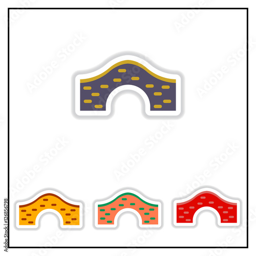 Collection of Vector illustration in paper sticker style brick bridge