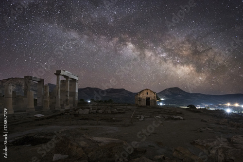 Milky way over Temple of Demeter Naxos