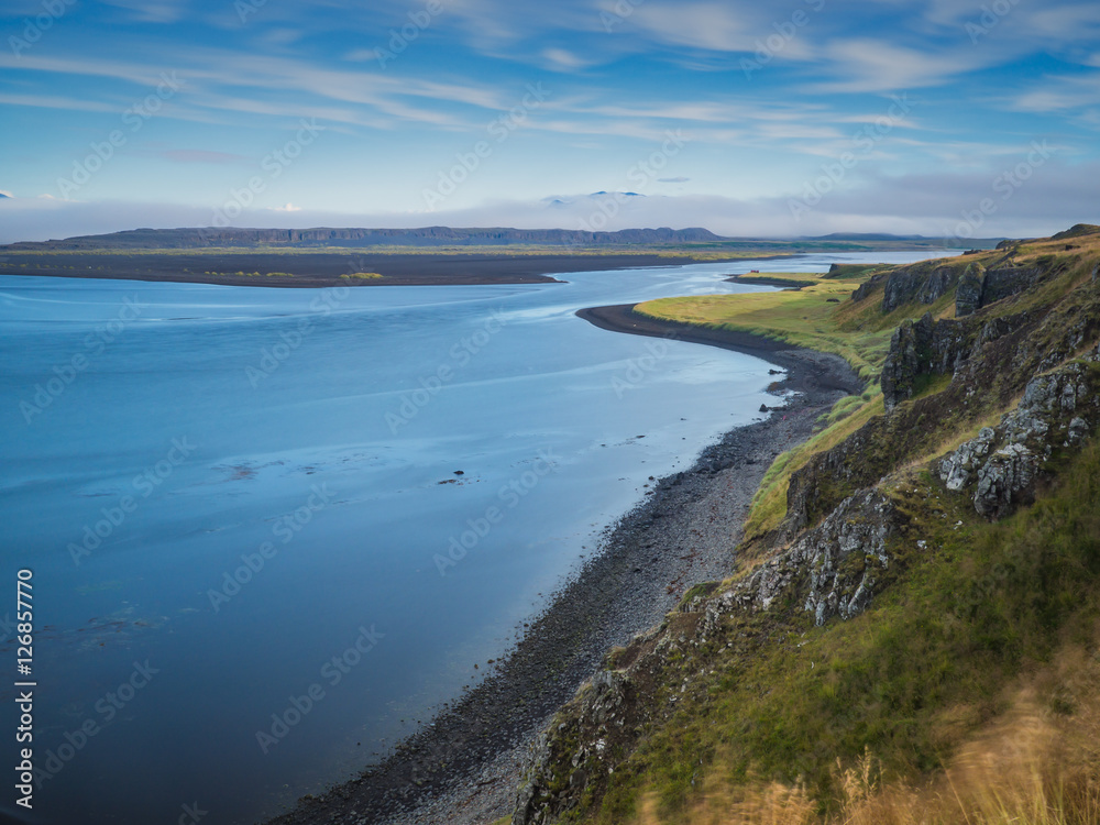 Beautiful icelandic coast at sunset