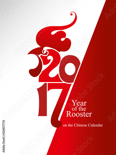 Stylish poster. Red rooster head 2017. Year of the Rooster on the Chinese calendar. 