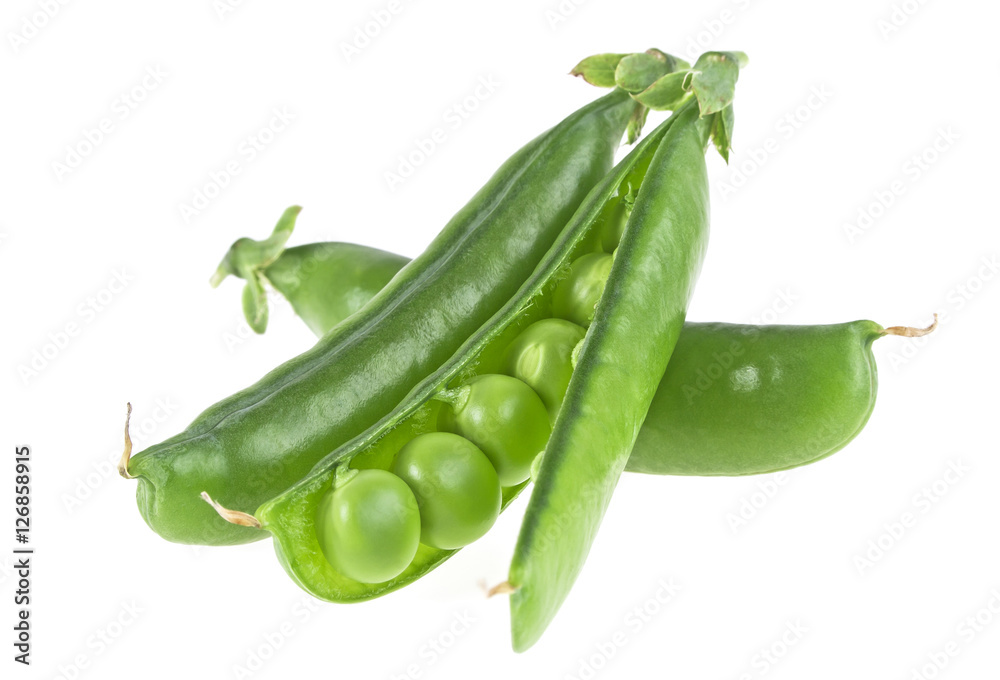 Fresh green peas isolated on a white background Fresh green peas isolated on a white background