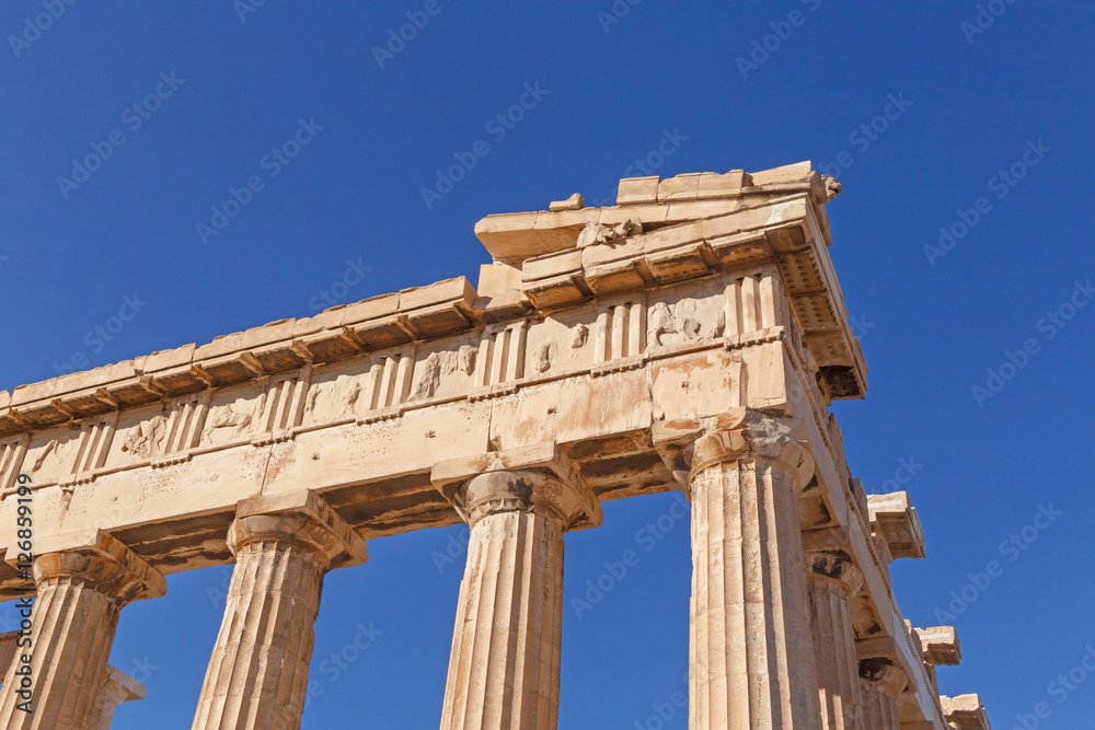 corner of Parthenon temple on Acropolis of Athens corner of Parthenon temple on Acropolis of Athens