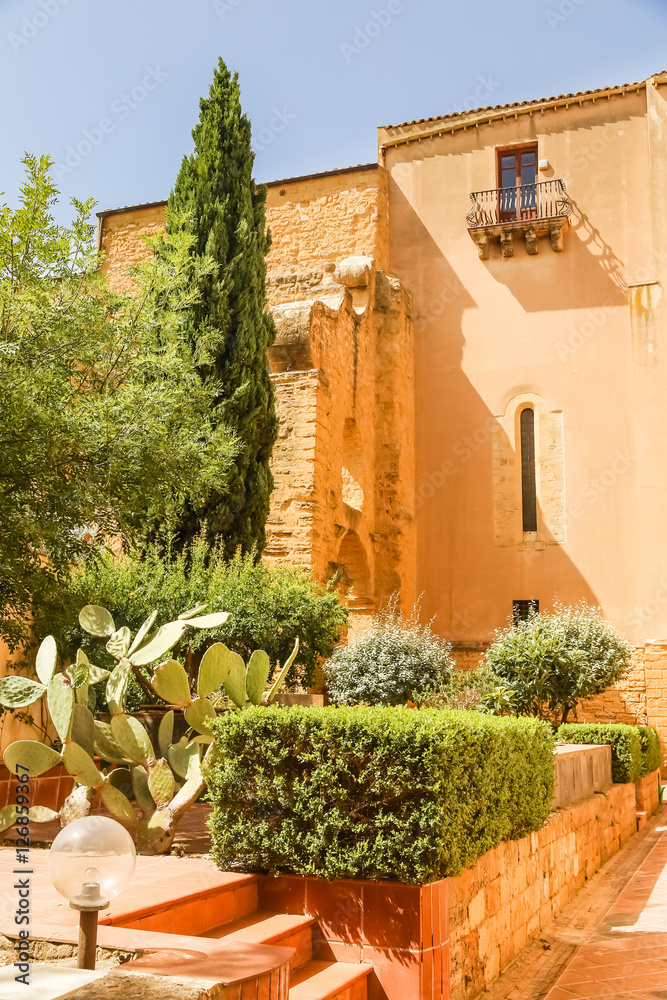 The courtyard of the monastery of Santo Spirito in Agrigento,  Sicily