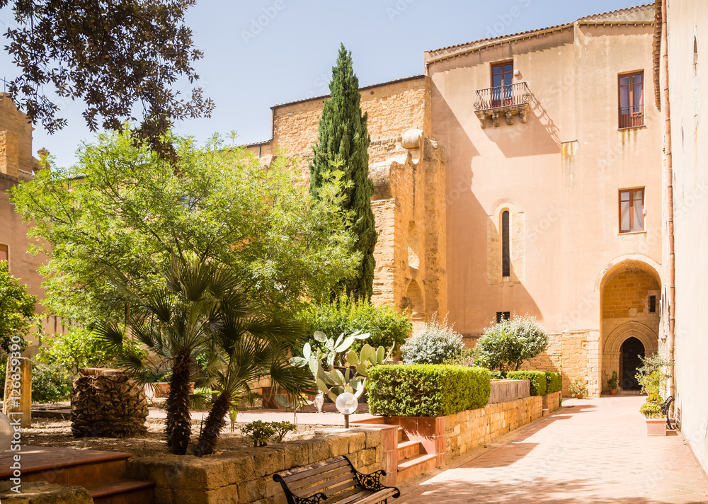 The courtyard of the monastery of Santo Spirito in Agrigento, Sicili, Italy
