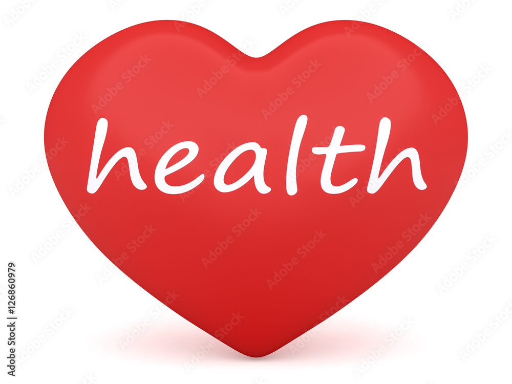 Red 3d Heart: Health, 3d illustration on white background