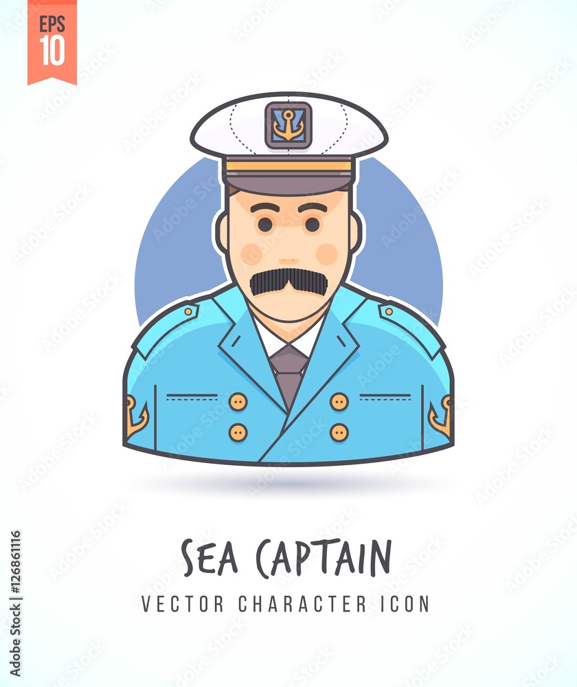 Naval captain Military Sailor illustration People lifestyle and occupation Colorful and stylish flat vector character icon