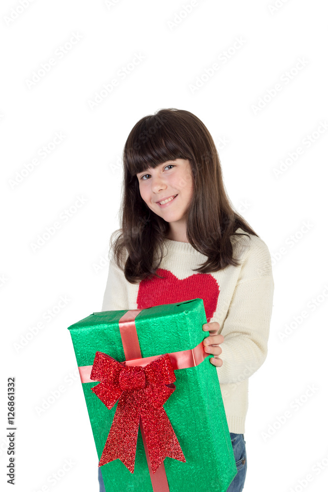 Christmas girl with gift boxes Christmas girl with gift boxes